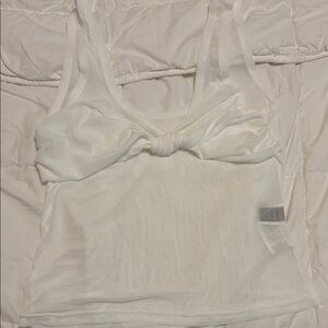 SHEIN White Sheer Bow Front Blouse